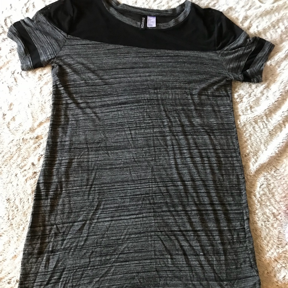 H&M Heather Grey Mesh Panel T-Shirt Dress